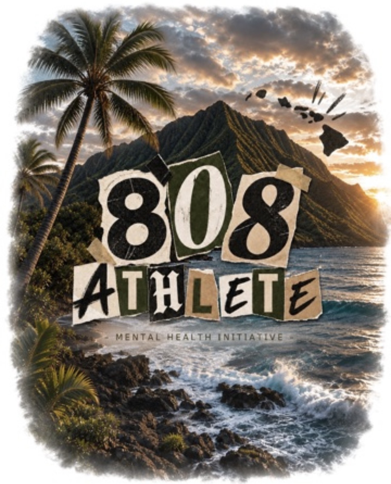 808 Athlete artwork featuring a Hawaiʻi landscape